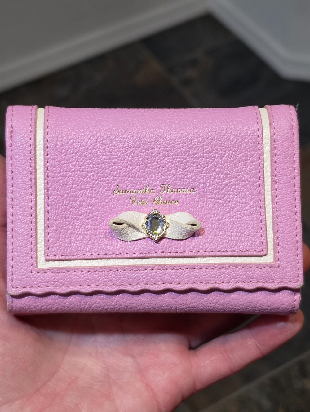 Samantha Thavasa Petit Choice Pink Bi-Color Hardware Ribbon Trifold Wallet